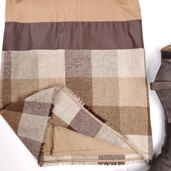 Sara Campbell Tan Beige Brown Colorblock Plaid Dress Sz Xs - Picture 9 of 12